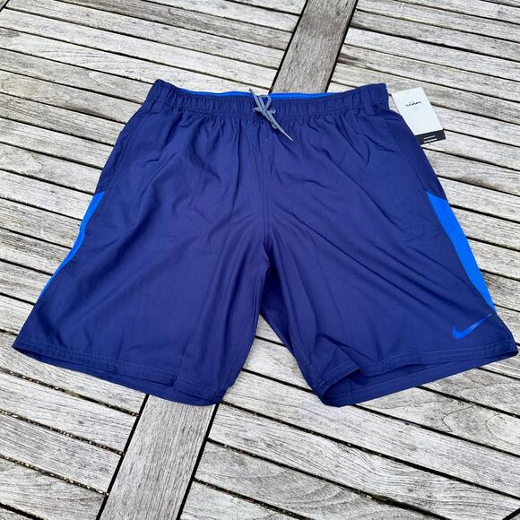 Nike Other - Nike Contend 9" Mens Volley Swim Shorts Midnight Navy Blue Drawstring Large New